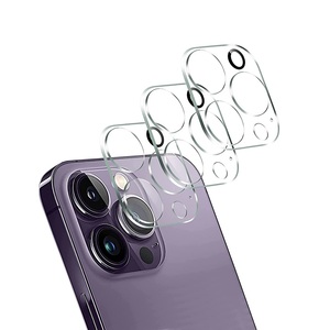 Lot de 3 protections d'objectif d'appareil photo arrière 3D en verre trempé pour iPhone 17 16 15 14 Pro Max, transparent HD, couverture intégrale, mode nuit - Product Image 1
