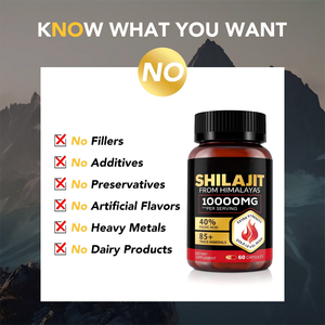 100% Natuurlijke Organische Non-Gmo Zonder Toegevoegde Suiker Fulvinezuur 85 Sporenmineralen Pure Himalayan Shilajit Capsule Volwassen Mannen Vrouwen 60 - Product Image 4