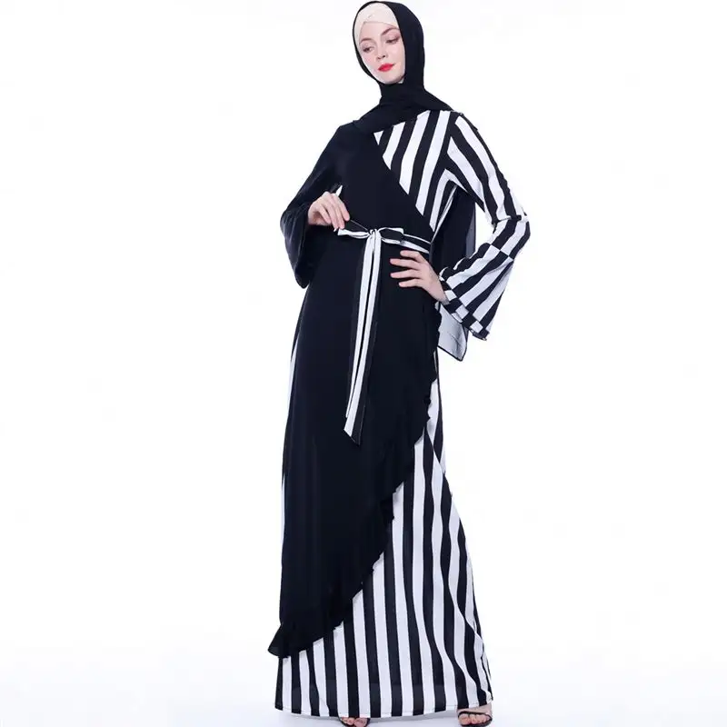 Hadapan Jilbab Turki अरब Terbuka 2021 गर्म बेच मैक्सी Abaya डबल परत महिलाओं लंबी Arba मुस्लिम शिफॉन पोशाक