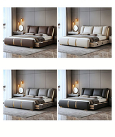 Lit de rangement moderne et confortable avec revêtement en cuir de qualité supérieure, taille Queen/King, certifié E0, directement de l'usine JUNYUHAO