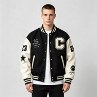 Blouson universitaire en cuir premium pour homme, avec doublure en laine épaisse, style Letterman, baseball, streetwear