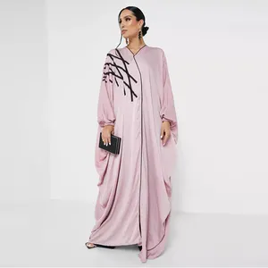 Lange Mouwen Open Abaya Causale Islamitische Kleding Marokkaanse Stijl Elegante Afrikaanse Fancy Dress Top Kwaliteit Dramatische Egyptische Kleding