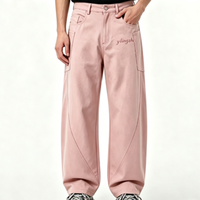 Pantalon cargo tissé à jambe large et coupe incurvée avec broderie personnalisée - Pantalon utilitaire multi-poches à coupe ample pour le streetwear masculin
