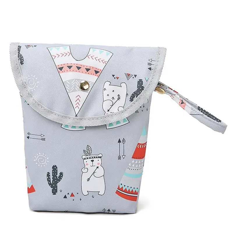 Digital printing baby stylish double zipper small fashion waterproof diaper nappy bag
