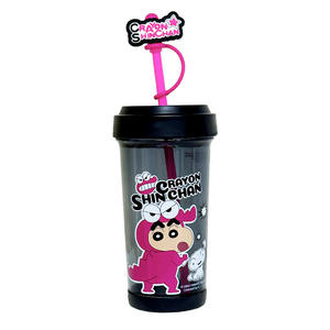 แก้วน้ำลายเครยอนชินจัง 500 มล. แก้วน้ำพกพาสำหรับเด็กและนักเรียน พร้อมฝาและหลอด - Product Image 2