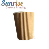 Gobelet à café à paroi ondulée jaune avec logo personnalisé SP5235, qualité alimentaire, isolé thermiquement, jetable, à paroi simple, pour boissons chaudes