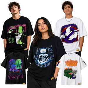 เสื้อยืดคอกลมแขนสั้นผ้าฝ้ายยูนิเซ็กซ์ สไตล์สตรีทแวร์ พิมพ์ลายการ์ตูน ทรงหลวม ใส่ได้ทุกฤดู ผ้าเจอร์ซีย์ถัก พิมพ์ลายพลาสติซอล - Product Image 1