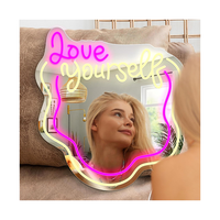 Miroir de vanité Winbo au design moderne avec éclairage pour chambre à coucher, salle de bain, miroirs décoratifs muraux, miroir néon LED moderne avec inscription