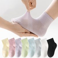 Vente en gros de chaussettes pour enfants, filles, garçons, bambins, printemps été, chaussettes en maille cool, respirantes et confortables en coton