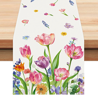 Chemin de table pour mariage avec des fleurs de tulipes violettes, chemins de table avec des fleurs roses pour les fêtes, décoration de table saisonnière pour l'intérieur et l'extérieur