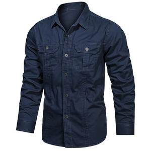 Camisa Casual para Hombre, Mezcla de Algodón, Antiarrugas, <span class=keywords><strong>Manga</strong></span> <span class=keywords><strong>Larga</strong></span>, Resistente al Desgaste, para Ocio al Aire Libre, <span class=keywords><strong>Trabajo</strong></span>, Camisas Personalizadas - Product Image 1