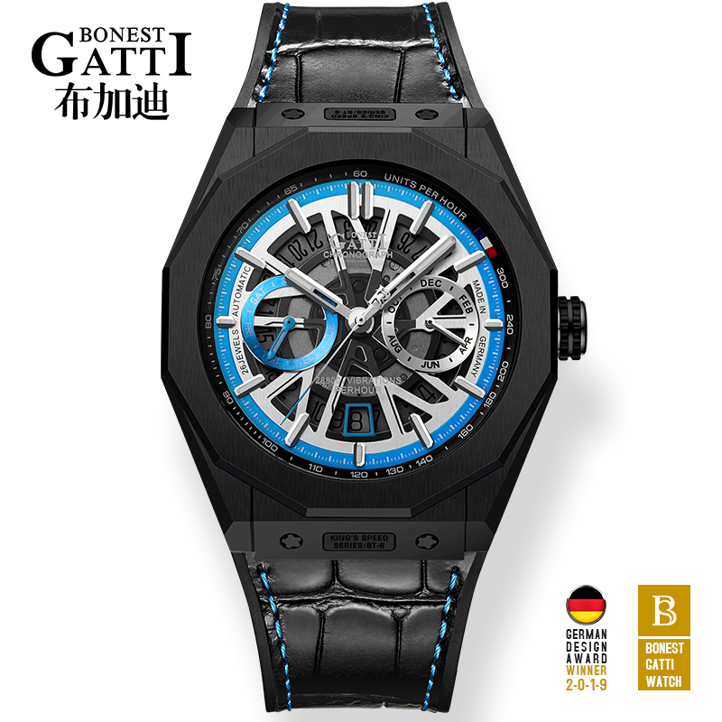 El Rey es la velocidad de alta calidad de acero inoxidable de cuerda automática de reloj para hombres con