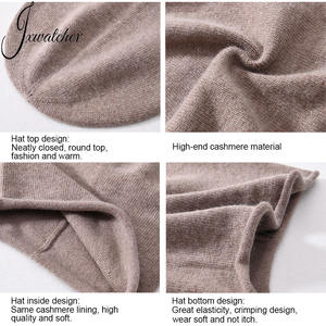 Jxwatcher <span class=keywords><strong>Bonnet</strong></span> d'hiver personnalisé pour <span class=keywords><strong>femme</strong></span>, en cachemire tricoté, doux, uni, style slouchy, à bord bouclé, décontracté - Product Image 6