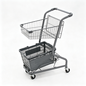Chariot de courses 340L en treillis métallique robuste avec roulettes pivotantes silencieuses, grande capacité, pour supermarché et commerce de détail, kit d'utilisation - Product Image 1