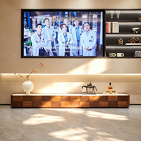 Meuble TV en noyer noir d'Amérique du Nord, style nordique minimaliste, en bois massif, avec tiroirs, pour salon, en chêne, avec portes battantes créatives