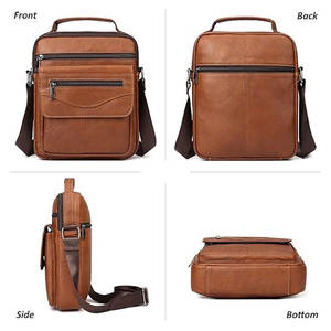 กระเป๋าเป้หนังพิมพ์โลโก้ตามสั่งคุณภาพสูง พร้อมซิปปิด ราคาขายส่งที่แข่งขันได้ กระเป๋าสะพายไหล่หนัง - Product Image 5