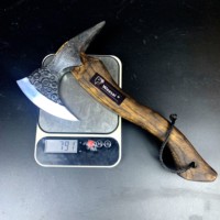 Hache de camping artisanale en acier au manganèse 65, hache professionnelle à manche courbé en bois de chêne avec étui en cuir PU
