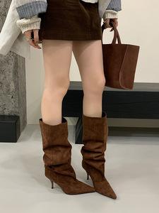 Bottines longues à talons hauts pour femmes, bottes léopard au-dessus du genou pour femmes - Product Image 4