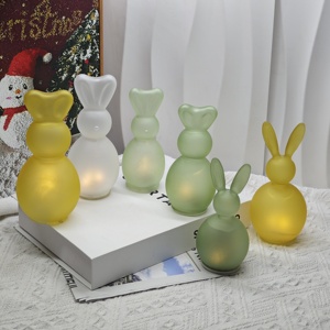 Toptan Yüksek Kaliteli Renkli Cam LED Tavşan ve Kanatlı Tavşan Masaüstü Dekorasyonu Zamanlayıcı Fonksiyonlu Paskalya İçin Uygun 2'li Set - Product Image 5