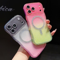 Étui de luxe antichoc magnétique transparent en TPU souple avec dégradé et strass pour 17 Pro Max/16/15/14/13