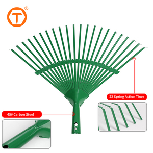Râteau à feuilles robuste à 22 dents, peint en poudre, en acier durable, pour <span class=keywords><strong>jardin</strong></span> et pelouse, avec manche en bois - Product Image 1