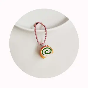 10PCS Bulk Mini Food Sushi Resin Custom Keychain Pizza Cake Key Chain For Girls Children Decoration Key Ring Jewelry Keyrings