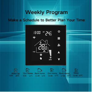 Programmier barer Tuya Wifi Smart Room Thermostat für Gebläse kon vektoren Thermostat mit <span class=keywords><strong>2</strong></span>/4 Rohren 3 Lüfter drehzahl <span class=keywords><strong>Timer</strong></span> Funktion Thermostat - Product Image 4