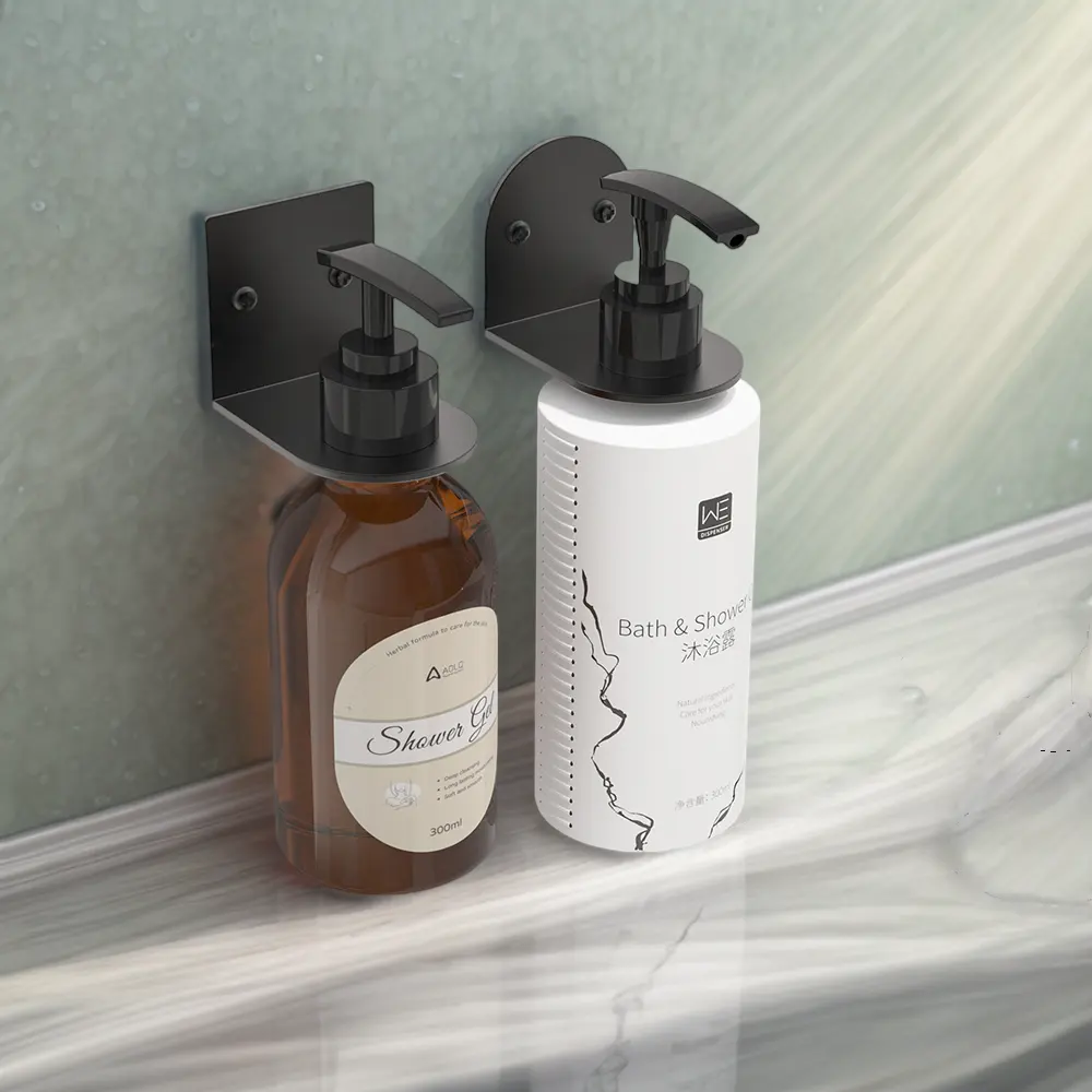 2023 acier inoxydable mural le plus populaire support de distributeur de savon de douche supports de distributeur de shampooing pour salle de bain d'hôtel