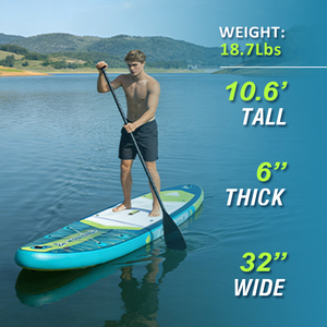 10'6"X32" Green Inflatable ISUP <strong>Standup</strong> <strong>Paddleboard</strong> with Adjustable Paddle - Product Image 2