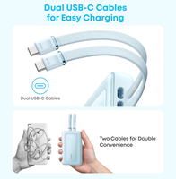 Batterie externe Anker 20000mAh pour éclairage extérieur, charge rapide 45W avec double câble USB-C intégré et port USB-A