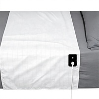 Draps de mise à la terre Amradield 60x265cm, adaptés à toutes les tailles de lit, 5% fibres d'argent, 95% coton biologique, avec cordon de mise à la terre, lavables en machine