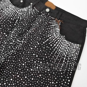 Pantalones Cortos Bermuda de Diseño Personalizado para Hombre, Jeans con Cristales y Pedrería, Jeans con Dobladillo sin Rematar, Pantalones Cortos de Mezclilla para Hombre - Product Image 4