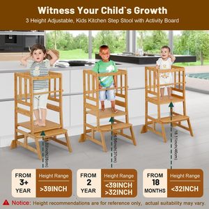 Toddler Standing <b>Tower</b> - Adjustable Height Kitchen Stool Kids Step for <b>Learning</b> with Removable - Product Image 2