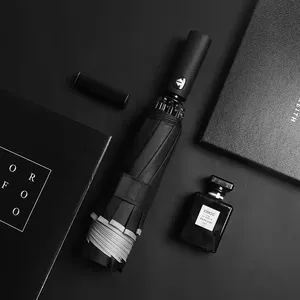 Fully <strong>Auto</strong> <strong>Close</strong> and <strong>Open</strong> Car Reverse <strong>Umbrella</strong> Reflective Three-fold <strong>Umbrella</strong> Men Business Folding <strong>Umbrella</strong> - Product Image 3