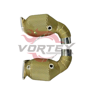 ท่อลงสแตนเลส 304 ขัดเงาสีทอง Vortex พร้อมแผ่นกันความร้อนสำหรับ Porsche 911 997.2 Turbo S ชุดอุปกรณ์ป้องกันความร้อน - Product Image 4
