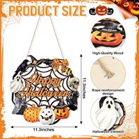 Etiquetas de puerta de Halloween, artesanías de madera tridimensionales para decoración de patio de fiesta, artesanías colgantes circulares de Halloween