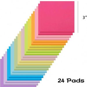 Bloc de Notas Adhesivas Personalizadas con Logotipo, 24 Notas Adhesivas, 50 Hojas, Colores Brillantes, Fáciles de Pegar, para el Hogar, la Oficina, Cuadernos, Regalos Promocionales - Product Image 2