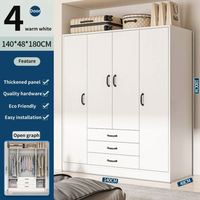 Armoire de chambre multi-styles en bois, style nordique moderne, meuble de rangement pour vêtements, placard de chambre en MDF recouvert de PVC