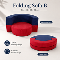 Pouf pliant rond en tissu avec housse zippée, color-block, en mousse, chaise de sol une place pour enfants et salon