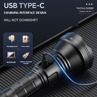 Linterna Recargable USB Personalizada de 2800LM con Pantalla LED de Potencia, Carga Tipo-C, Largo Alcance, Impermeable, para Camping y Emergencias