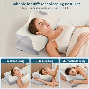 Almohada Ergonómica para el Cuello, Almohada Ortopédica de Espuma Viscoelástica con Forma de Mariposa para Aliviar el Dolor de Cuello al Dormir - Product Image 5