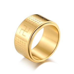 Ethnic style stainless steel <b>ring</b>, men's <b>ring</b>, rotating thumb <b>ring</b>, <b>titanium</b> steel jewelry wholesale. - Product Image 5