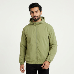 Wholesale Men's Hooded Windbreaker Rain Jacket High Quality Waterproof 100% Polyester Plus Size Breathable <b>Fur</b> Windproof Jacket - Product Image 1