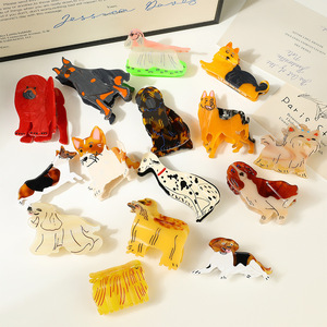 Logotipo personalizado perro acetato pelo garra dibujos animados lindo diferentes tipos de perro garra Clips <span class=keywords><strong>Dubin</strong></span> Rottweiler accesorios para el cabello al por mayor - Product Image 2
