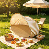 Tente pliante de plage en polyester pour 1-2 personnes, style influenceur, installation rapide, toutes saisons, couleur lune, vente en gros transfrontalière, pour l'extérieur