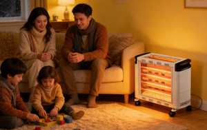 QHW-2400 Radiateur au quartz métallique autoportant 1000W à chauffage rapide, thermostat réglable, 6 modes d'éclairage, protection anti-renversement et anti-surchauffe - Product Image 3