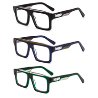 Monturas de Gafas Ópticas de Acetato Retro Cuadradas 2026 para Mujer, Diseño Extragrande con Logotipo Personalizado, para Hombre