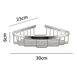 Carrito de ducha de acero inoxidable sin perforación moderno de esquina al por mayor estante de almacenamiento de baño montado en la pared ganchos cromados ecológicos - Product Image 4