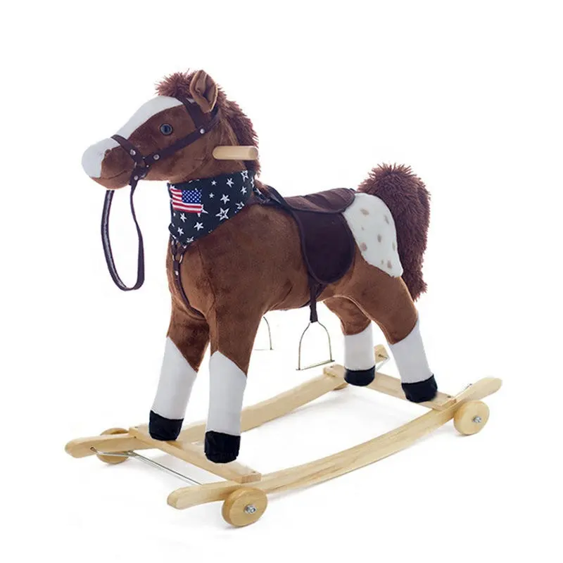 Manufacturer low price realistic cute safety children rocking horse plush toys for gift