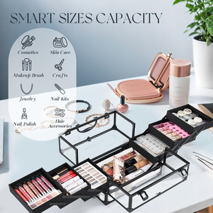 Portable Clear Acrylic <b>Makeup</b> Case Travel Beauty Artist Suitcase Transparent Cosmetic Train Case Large Make up <b>Box</b> with Trays - Product Image 2